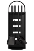 5 - Piece Black Fireplace Tool Set with Stand – Heavy Duty Steel, Minimalist Design 0284812 - with | Sold by Uncle Wiener's Wholesale