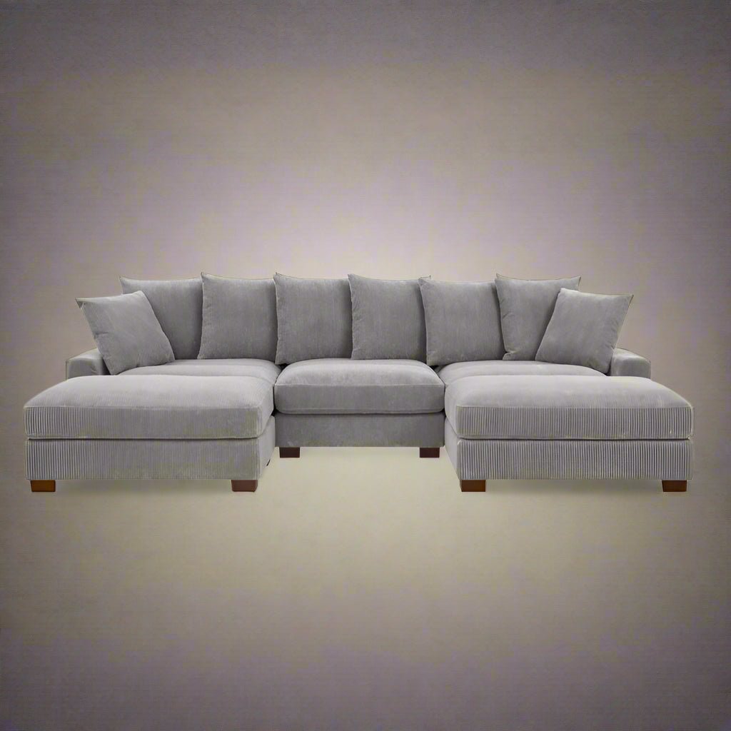 5 - Piece Corduroy Sectional Sofa – U - Shaped Living Room Furniture Set | Dark Gray & Light Gray - with DARK GRAY BT2528SM | Sold by Uncle Wiener's Wholesale