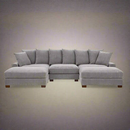 5 - Piece Corduroy Sectional Sofa – U - Shaped Living Room Furniture Set | Dark Gray & Light Gray - with DARK GRAY BT2528SM | Sold by Uncle Wiener's Wholesale