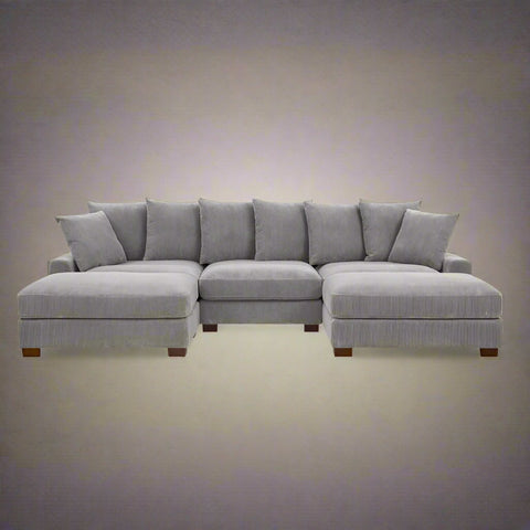 5 - Piece Corduroy Sectional Sofa – U - Shaped Living Room Furniture Set | Dark Gray & Light Gray - with DARK GRAY BT2528SM | Sold by Uncle Wiener's Wholesale