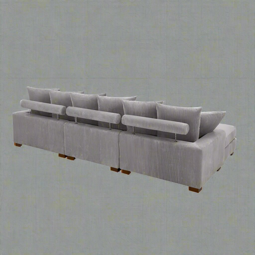 5 - Piece Corduroy Sectional Sofa – U - Shaped Living Room Furniture Set | Dark Gray & Light Gray - with DARK GRAY BT2528SM | Sold by Uncle Wiener's Wholesale