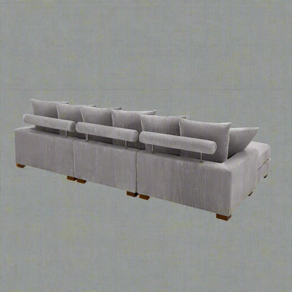5 - Piece Corduroy Sectional Sofa – U - Shaped Living Room Furniture Set | Dark Gray & Light Gray - with DARK GRAY BT2528SM | Sold by Uncle Wiener's Wholesale