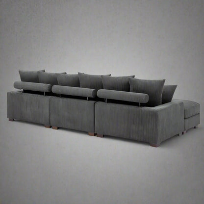 5 - Piece Corduroy Sectional Sofa – U - Shaped Living Room Furniture Set | Dark Gray & Light Gray - with DARK GRAY BT2528SM | Sold by Uncle Wiener's Wholesale