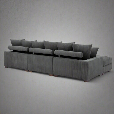 5 - Piece Corduroy Sectional Sofa – U - Shaped Living Room Furniture Set | Dark Gray & Light Gray - with DARK GRAY BT2528SM | Sold by Uncle Wiener's Wholesale