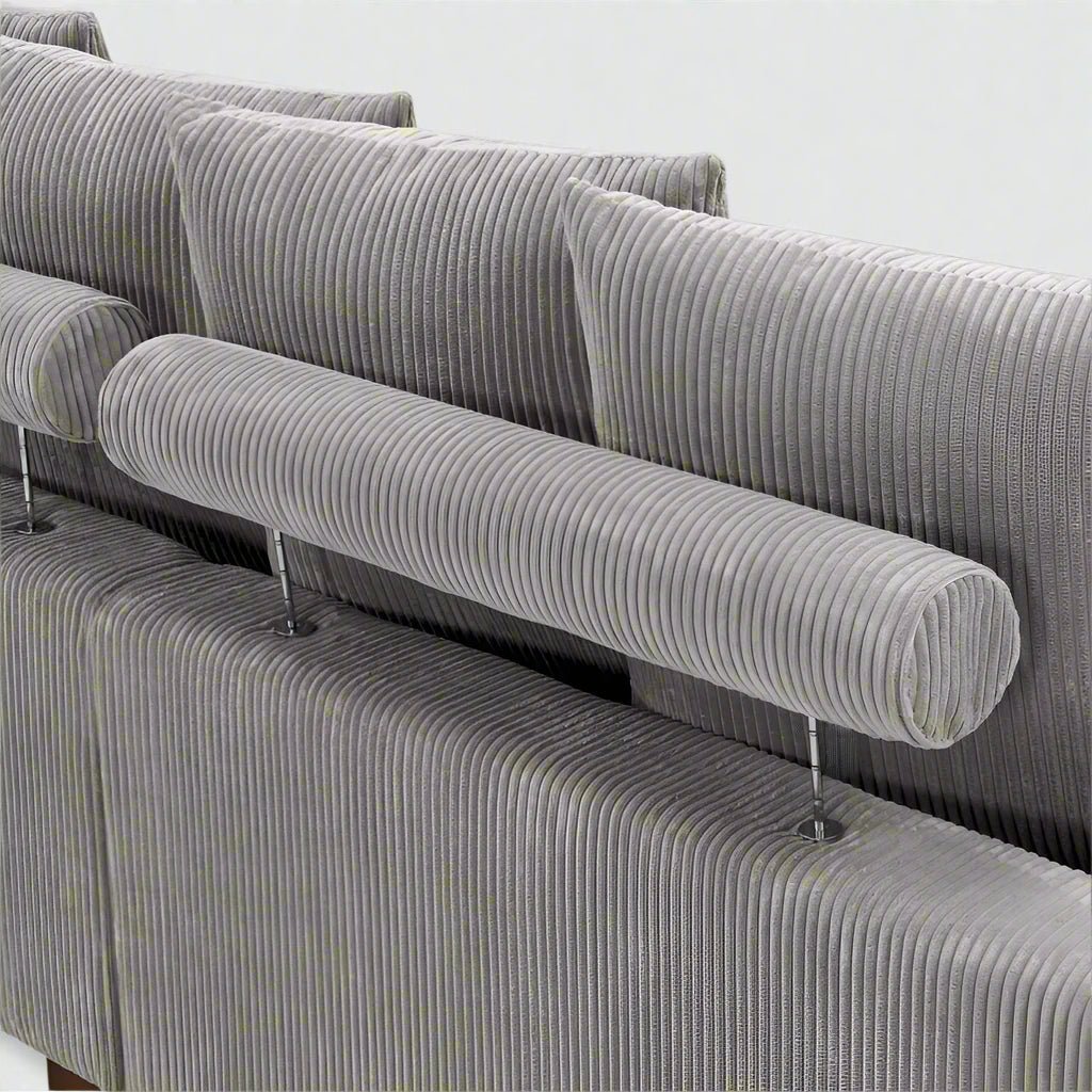 5 - Piece Corduroy Sectional Sofa – U - Shaped Living Room Furniture Set | Dark Gray & Light Gray - with DARK GRAY BT2528SM | Sold by Uncle Wiener's Wholesale