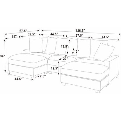 5 - Piece Corduroy Sectional Sofa – U - Shaped Living Room Furniture Set | Dark Gray & Light Gray - with DARK GRAY BT2528SM | Sold by Uncle Wiener's Wholesale