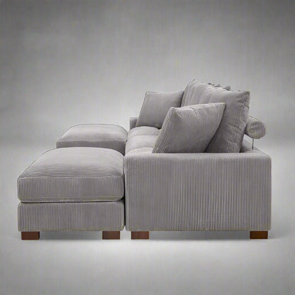 5 - Piece Corduroy Sectional Sofa – U - Shaped Living Room Furniture Set | Dark Gray & Light Gray - with DARK GRAY BT2528SM | Sold by Uncle Wiener's Wholesale