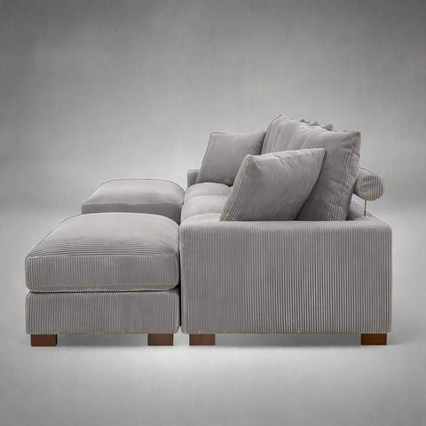 5 - Piece Corduroy Sectional Sofa – U - Shaped Living Room Furniture Set | Dark Gray & Light Gray - with DARK GRAY BT2528SM | Sold by Uncle Wiener's Wholesale