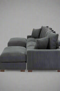 5 - Piece Corduroy Sectional Sofa – U - Shaped Living Room Furniture Set | Dark Gray & Light Gray - with DARK GRAY BT2528SM | Sold by Uncle Wiener's Wholesale