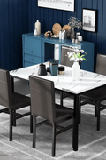 5 - Piece Dining Table Set with Faux Marble Top and PU Leather Chairs – Space - Saving Kitchen Table for 4 – MH24619 - with | Sold by Uncle Wiener's Wholesale