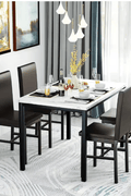 5 - Piece Dining Table Set with Faux Marble Top and PU Leather Chairs – Space - Saving Kitchen Table for 4 – MH24619 - with | Sold by Uncle Wiener's Wholesale