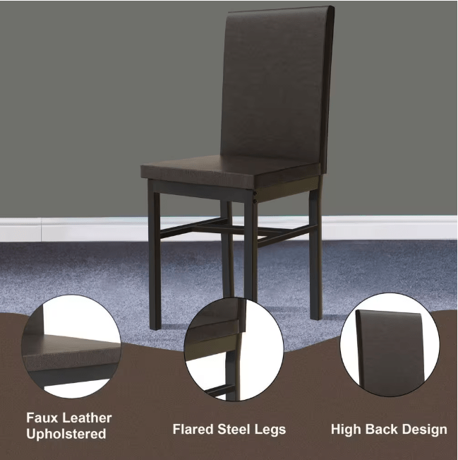 5 - Piece Dining Table Set with Faux Marble Top and PU Leather Chairs – Space - Saving Kitchen Table for 4 – MH24619 - with | Sold by Uncle Wiener's Wholesale