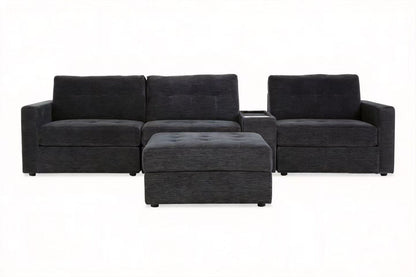 5-Piece Modular Sectional Sofa with Storage Ottoman & USB Charging Console 132" Wide Charcoal or Gray BOM132 - with Charcoal | Sold by Uncle Wiener's Wholesale