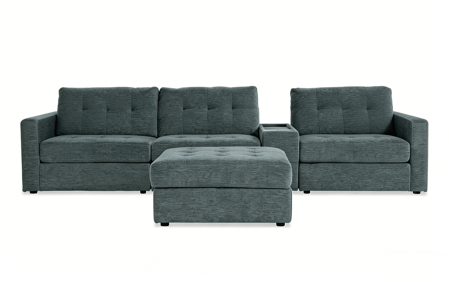 5-Piece Modular Sectional Sofa with Storage Ottoman & USB Charging Console 132" Wide Charcoal or Gray BOM132 - with Gray | Sold by Uncle Wiener's Wholesale