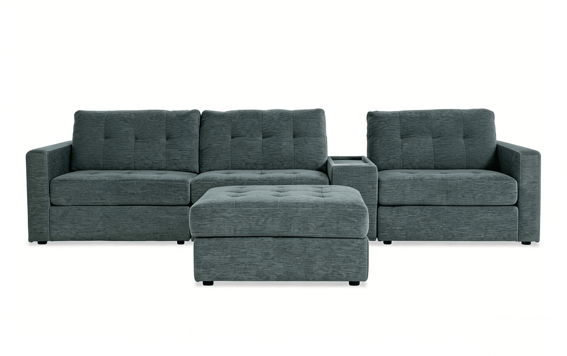 5-Piece Modular Sectional Sofa with Storage Ottoman & USB Charging Console 132" Wide Charcoal or Gray BOM132 - with Gray | Sold by Uncle Wiener's Wholesale