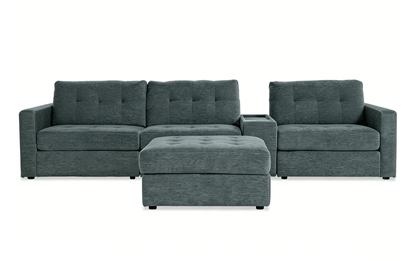 5-Piece Modular Sectional Sofa with Storage Ottoman & USB Charging Console 132" Wide Charcoal or Gray BOM132 - with Gray | Sold by Uncle Wiener's Wholesale