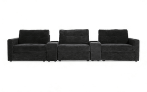 5-Piece Modular Sectional Sofa with Storage & USB Charging Console 147" Wide Charcoal/Gray BO916