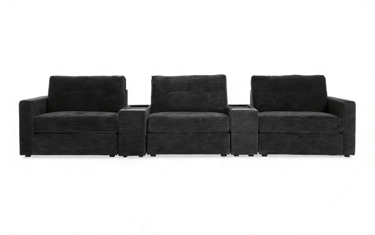 5-Piece Modular Sectional Sofa with Storage & USB Charging Console 147" Wide Charcoal/Gray BO916 - with Charcoal | Sold by Uncle Wiener's Wholesale