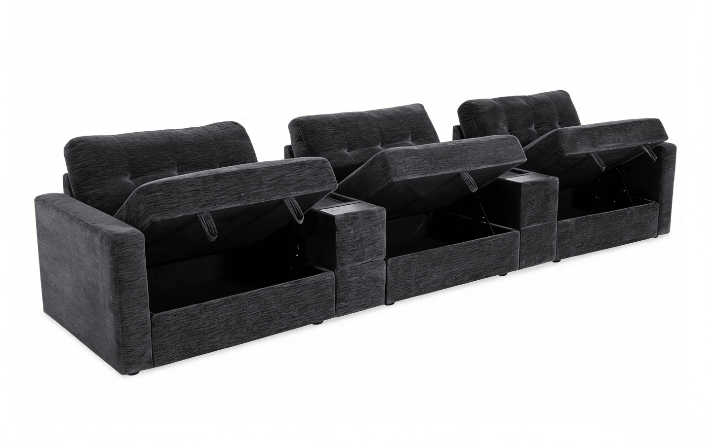 5-Piece Modular Sectional Sofa with Storage & USB Charging Console 147" Wide Charcoal/Gray BO916 - with Gray | Sold by Uncle Wiener's Wholesale