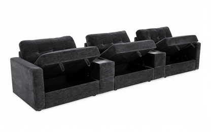 5-Piece Modular Sectional Sofa with Storage & USB Charging Console 147" Wide Charcoal/Gray BO916 - with Gray | Sold by Uncle Wiener's Wholesale