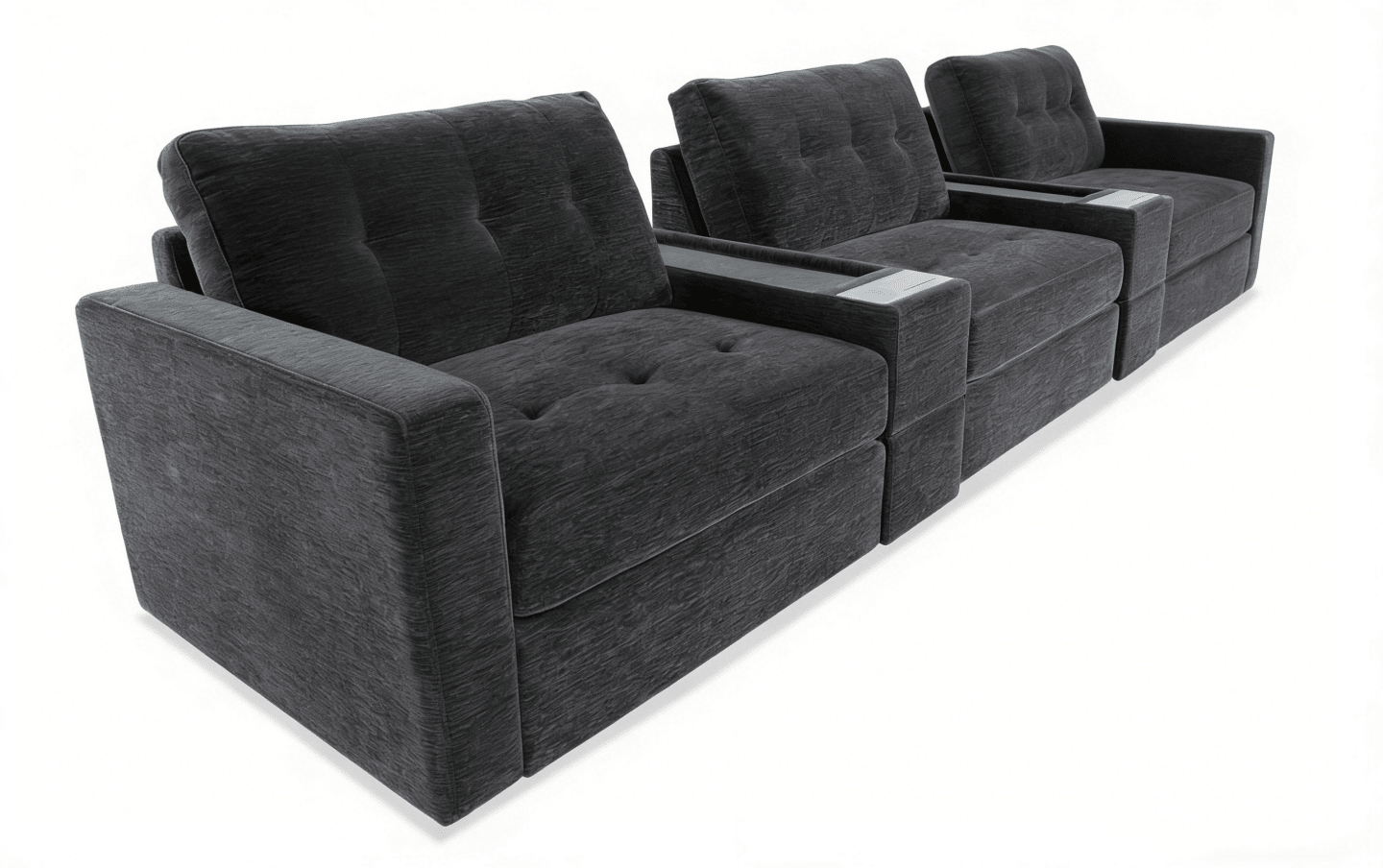 5-Piece Modular Sectional Sofa with Storage & USB Charging Console 147" Wide Charcoal/Gray BO916 - with Gray | Sold by Uncle Wiener's Wholesale