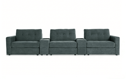 5-Piece Modular Sectional Sofa with Storage & USB Charging Console 147" Wide Charcoal/Gray BO916 - with Gray | Sold by Uncle Wiener's Wholesale