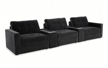 5-Piece Modular Sectional Sofa with Storage & USB Charging Console 147" Wide Charcoal/Gray BO916 - with Gray | Sold by Uncle Wiener's Wholesale