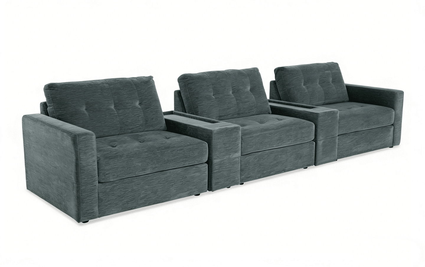 5-Piece Modular Sectional Sofa with Storage & USB Charging Console 147" Wide Charcoal/Gray BO916 - with Gray | Sold by Uncle Wiener's Wholesale
