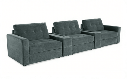 5-Piece Modular Sectional Sofa with Storage & USB Charging Console 147" Wide Charcoal/Gray BO916 - with Gray | Sold by Uncle Wiener's Wholesale