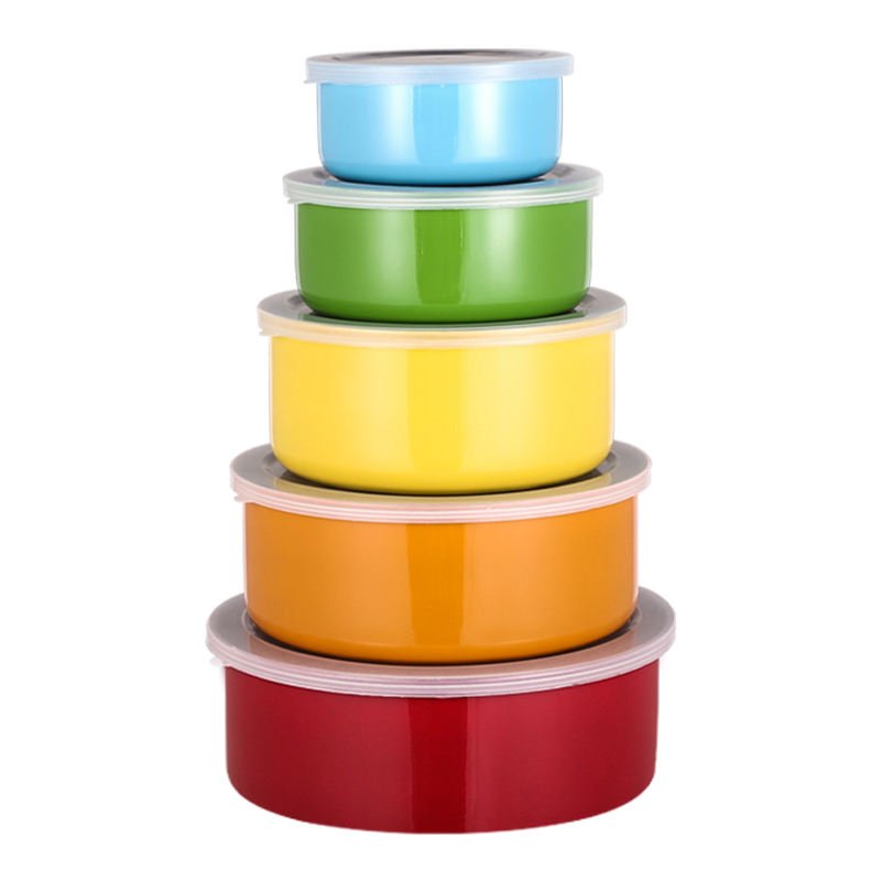 5-Piece Round Stainless Steel Food Storage Container Set with Lids TKQ55 - with | Sold by Uncle Wiener's Wholesale
