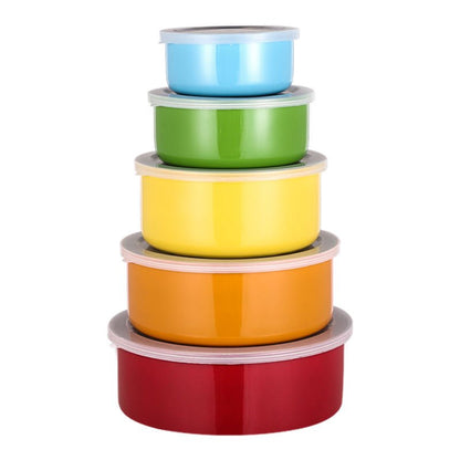 5-Piece Round Stainless Steel Food Storage Container Set with Lids TKQ55 - with | Sold by Uncle Wiener's Wholesale