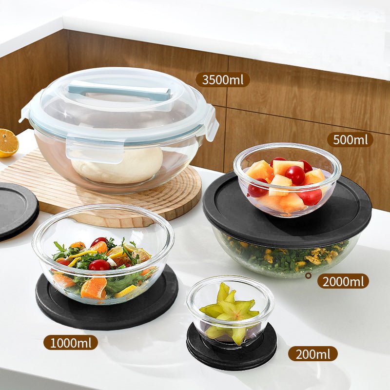 5 - Piece Stackable Glass Food Storage Bowl Set with Lids 200ml–3500ml S1341 - with | Sold by Uncle Wiener's Wholesale