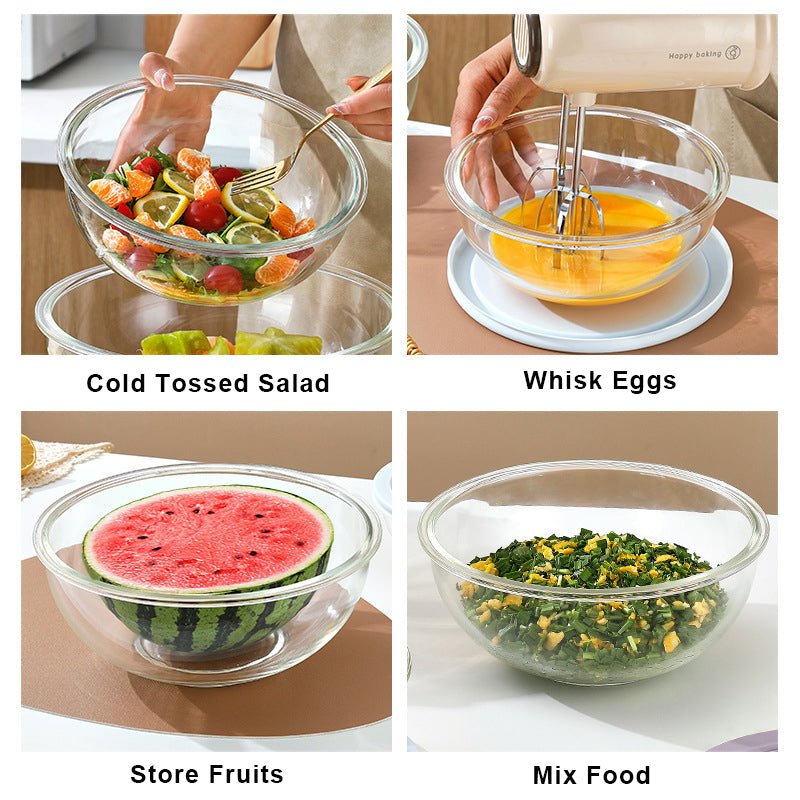 5 - Piece Stackable Glass Food Storage Bowl Set with Lids 200ml–3500ml S1341 - with | Sold by Uncle Wiener's Wholesale