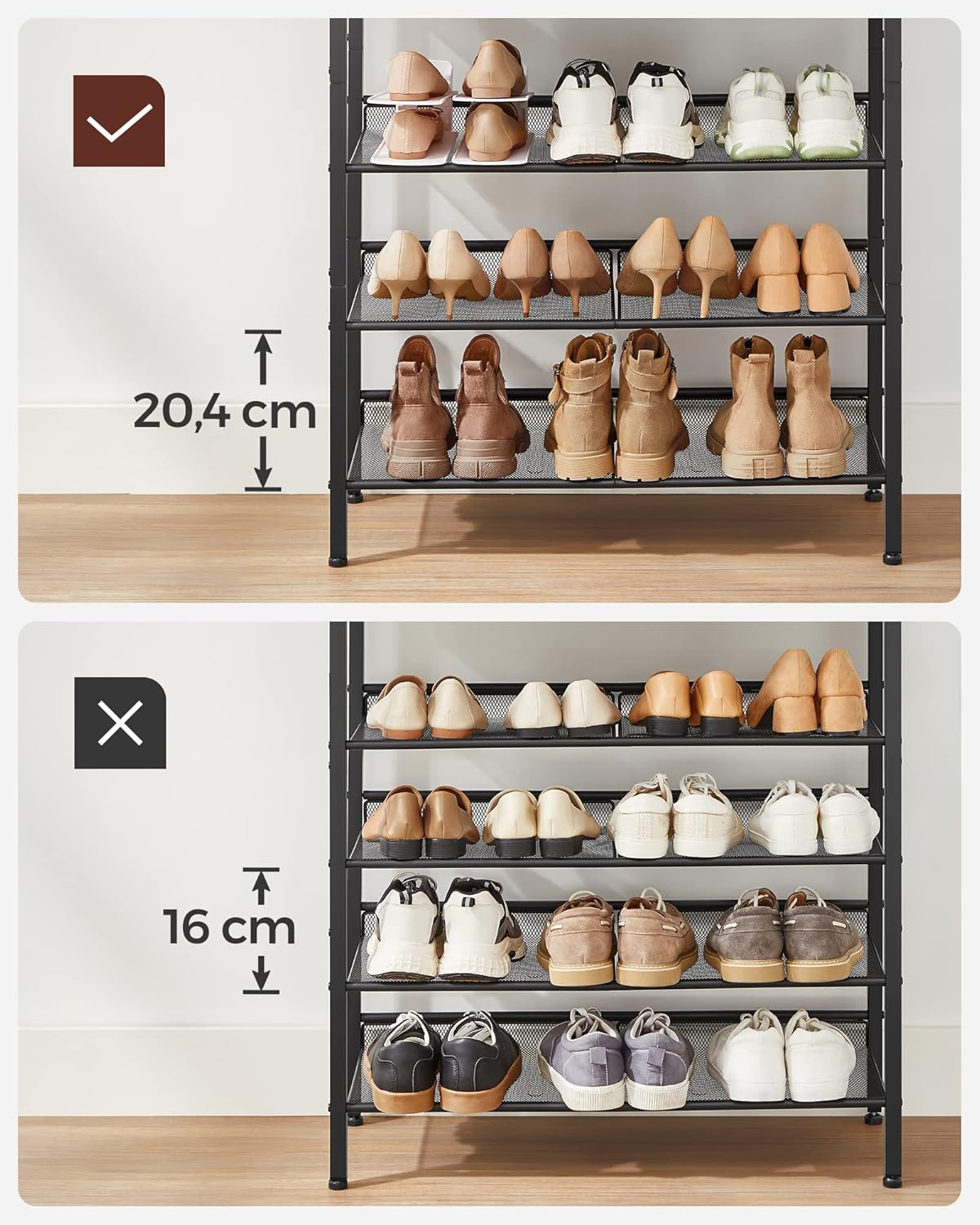 5 Tier Shoe Rack Organizer with Adjustable Storage Shelves and Top Display Shelf, Industrial Entryway Shoe Storage Stand for 16-20 Pairs Rustic Brown and Ink Black LBS038B01 - with | Sold by Uncle Wiener's Wholesale