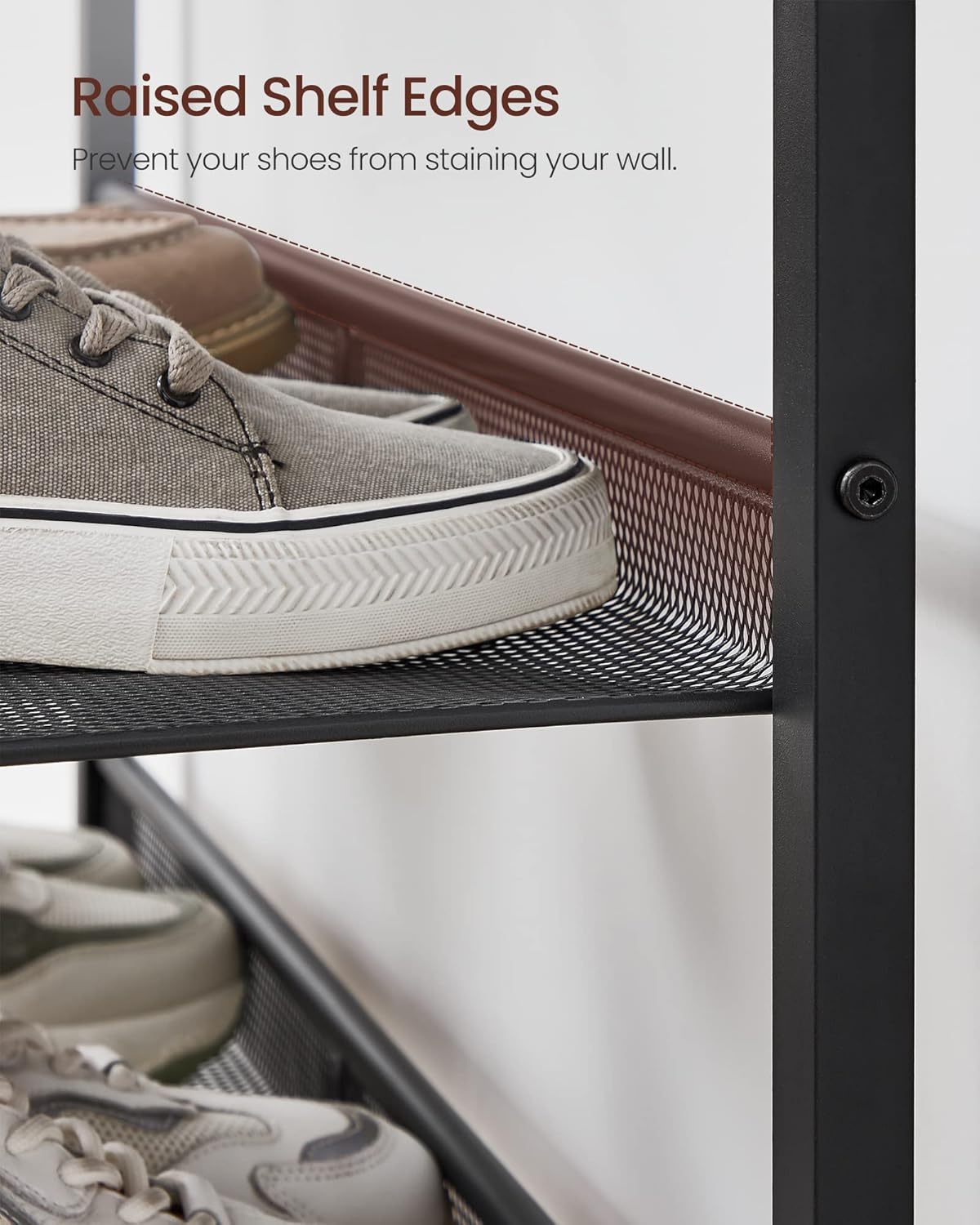 5 Tier Shoe Rack Organizer with Adjustable Storage Shelves and Top Display Shelf, Industrial Entryway Shoe Storage Stand for 16-20 Pairs Rustic Brown and Ink Black LBS038B01 - with | Sold by Uncle Wiener's Wholesale
