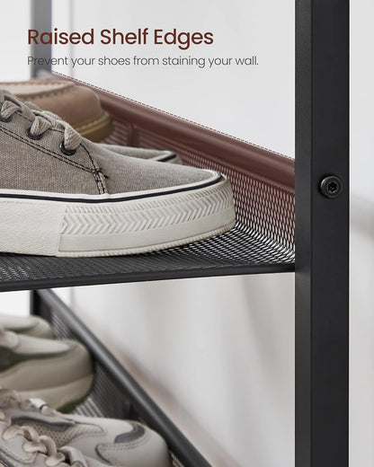 5 Tier Shoe Rack Organizer with Adjustable Storage Shelves and Top Display Shelf, Industrial Entryway Shoe Storage Stand for 16-20 Pairs Rustic Brown and Ink Black LBS038B01 - with | Sold by Uncle Wiener's Wholesale