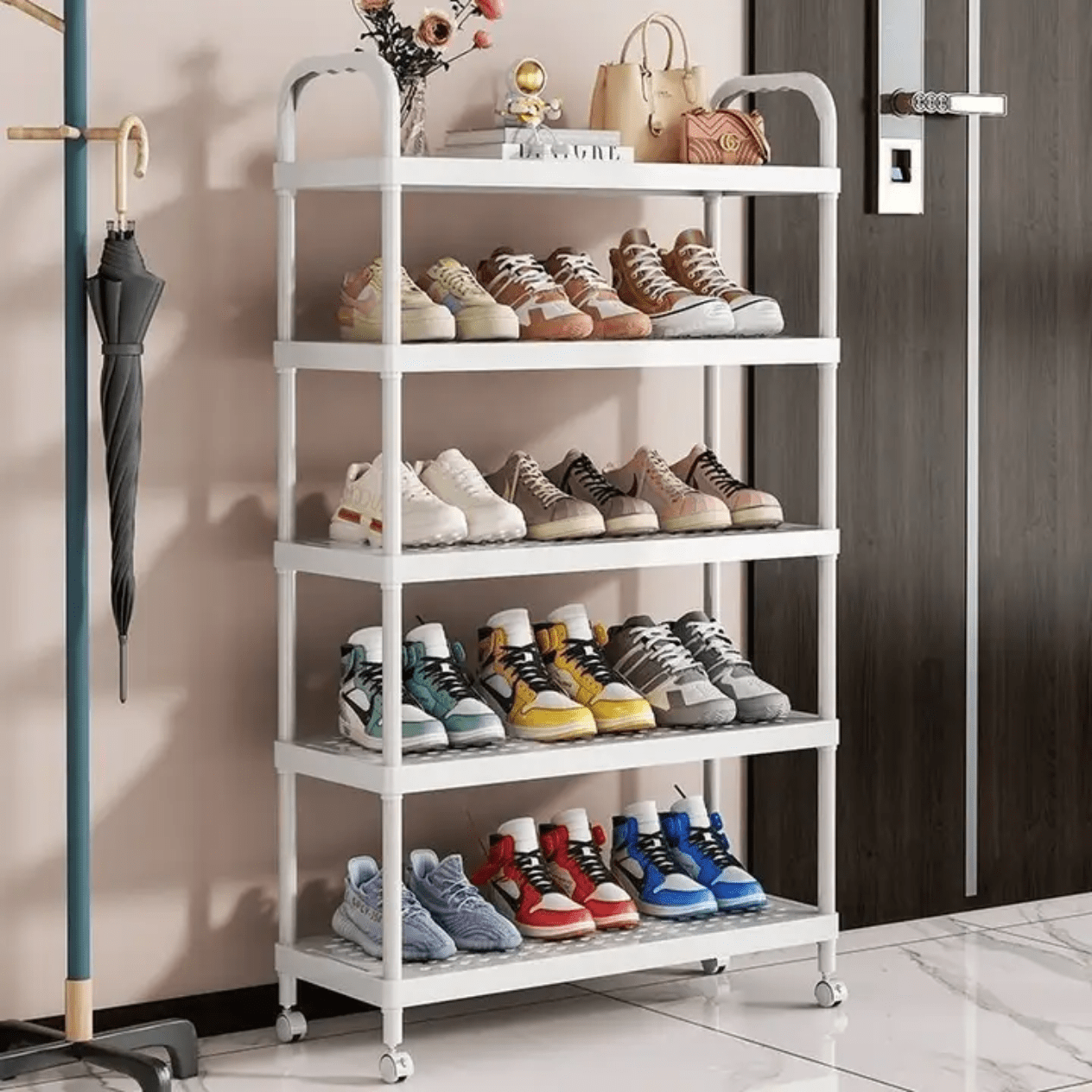 5-Tier Shoe Rack Without Wheels Slim Entryway Organizer 20.3" x 8.1" x 31.9" YYSH22 - with | Sold by Uncle Wiener's Wholesale