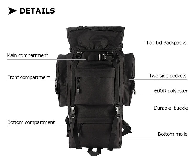 50–65L Large Tactical Backpack – Military Rucksack A88018 Series | MOLLE Outdoor & Survival Pack (Black A88018BLK / CP Camo A88018CP) - with CP Camo | Sold by Uncle Wiener's Wholesale