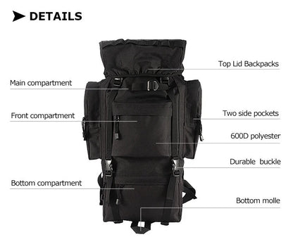 50–65L Large Tactical Backpack – Military Rucksack A88018 Series | MOLLE Outdoor & Survival Pack (Black A88018BLK / CP Camo A88018CP) - with CP Camo | Sold by Uncle Wiener's Wholesale