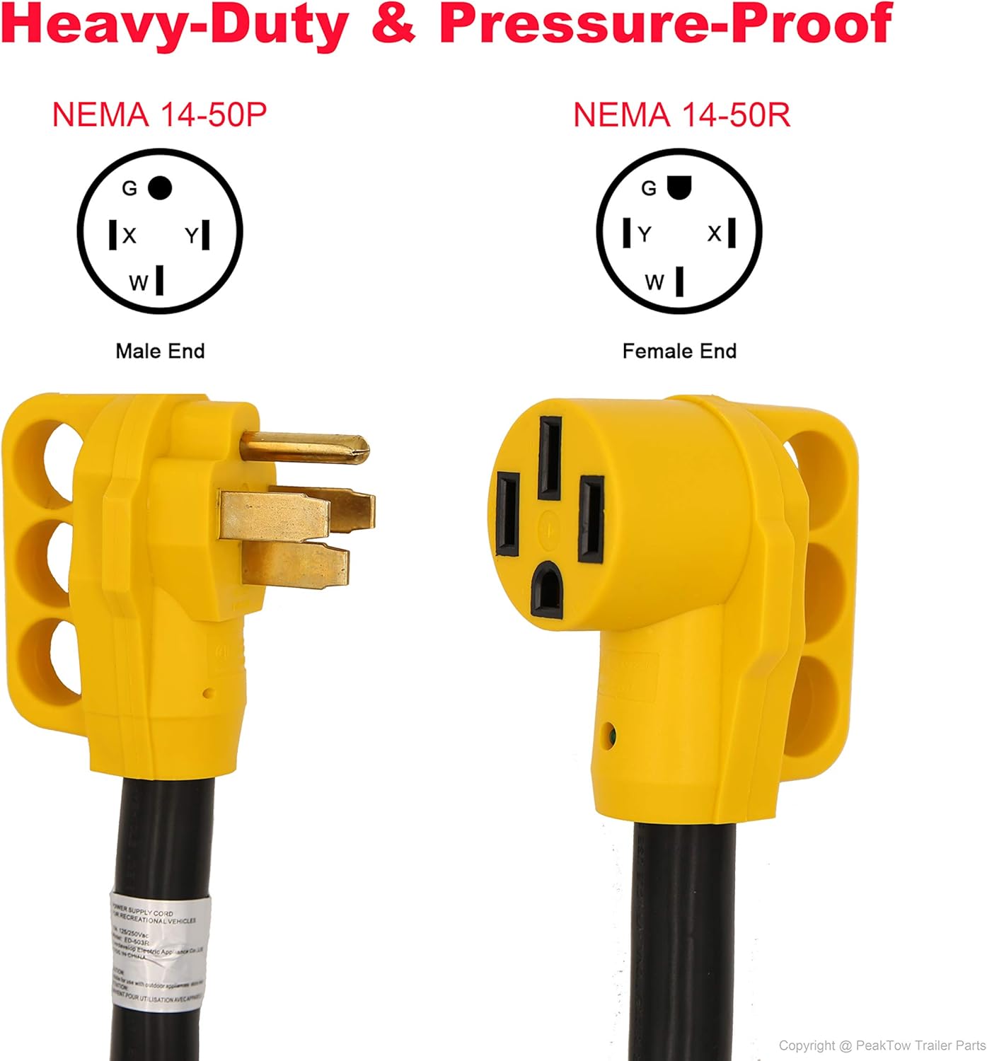 50 Amp Extension Cord – 25FT 250V Outdoor Power Supply Cable with LED, Grip Handle & Cord Organizer RV5030FH - with | Sold by Uncle Wiener's Wholesale