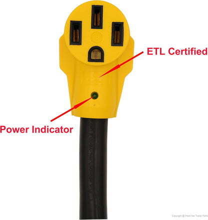 50 Amp Extension Cord – 25FT 250V Outdoor Power Supply Cable with LED, Grip Handle & Cord Organizer RV5030FH - with | Sold by Uncle Wiener's Wholesale