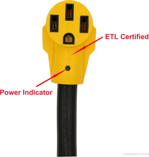 50 Amp Extension Cord – 25FT 250V Outdoor Power Supply Cable with LED, Grip Handle & Cord Organizer RV5030FH - with | Sold by Uncle Wiener's Wholesale