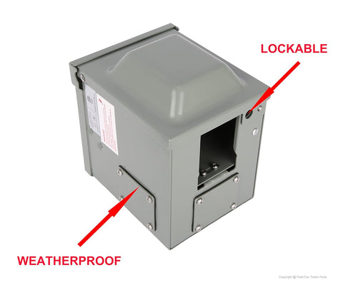 50 Amp RV EV Outdoor Power Outlet Box – NEMA 14 - 50R, 125/250 Volt, Weatherproof Receptacle Panel RM50DFPB - with | Sold by Uncle Wiener's Wholesale