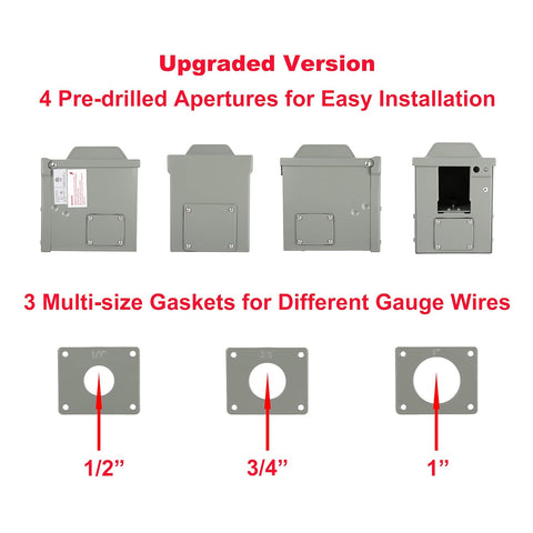 50 Amp RV EV Outdoor Power Outlet Box – NEMA 14 - 50R, 125/250 Volt, Weatherproof Receptacle Panel RM50DFPB - with | Sold by Uncle Wiener's Wholesale