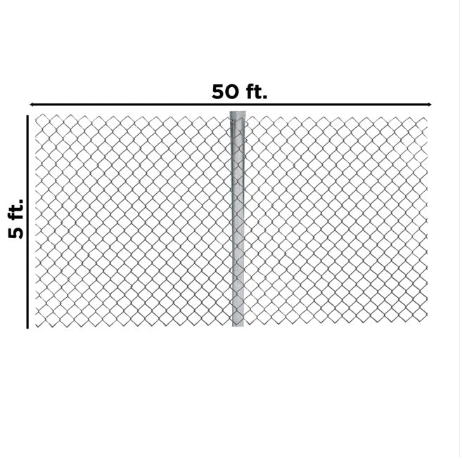 50 Ft x 5 Ft Chain Link Fence Kit – Complete Galvanized Steel Fencing System with Posts, Rails & Hardware, 12.5 Gauge Silver CL505FT12G - with | Sold by Uncle Wiener's Wholesale