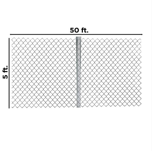 50 Ft x 5 Ft Chain Link Fence Kit – Complete Galvanized Steel Fencing System with Posts, Rails & Hardware, 12.5 Gauge Silver CL505FT12G - with | Sold by Uncle Wiener's Wholesale