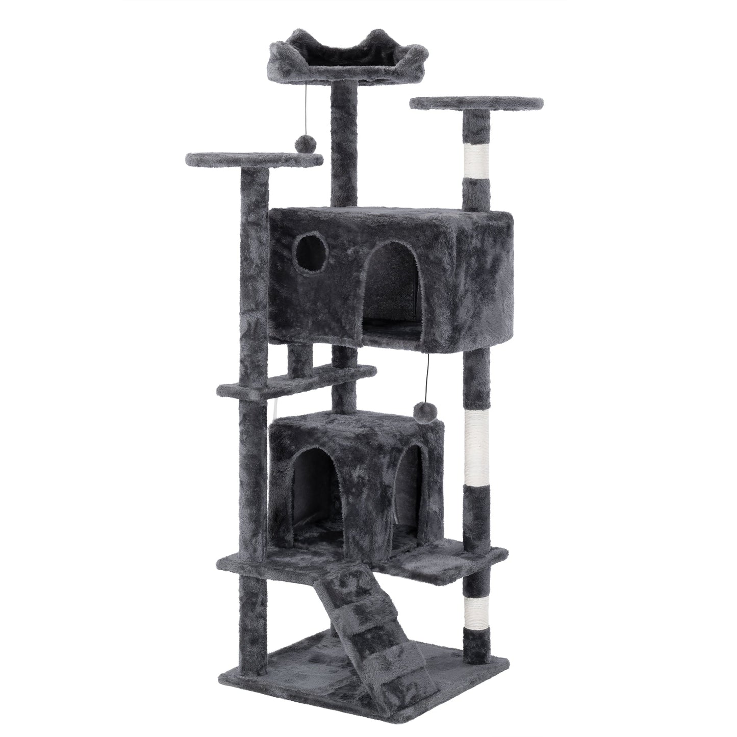 50" Multi-Level Cat Tree Tower Condo Scratching Post with Platforms & Hideaway Grey AMCT788 - with | Sold by Uncle Wiener's Wholesale
