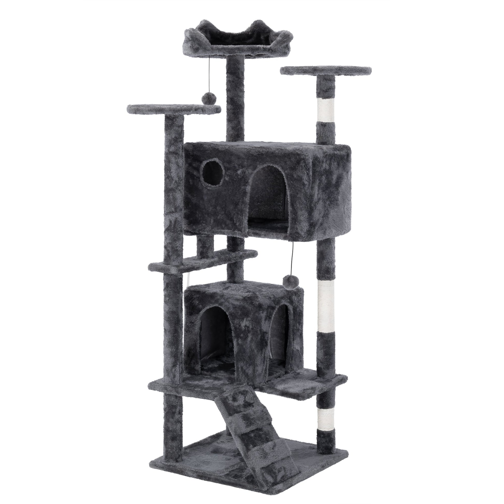 50" Multi-Level Cat Tree Tower Condo Scratching Post with Platforms & Hideaway Grey AMCT788 - with | Sold by Uncle Wiener's Wholesale