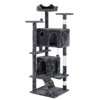 50" Multi-Level Cat Tree Tower Condo Scratching Post with Platforms & Hideaway Grey AMCT788 - with | Sold by Uncle Wiener's Wholesale