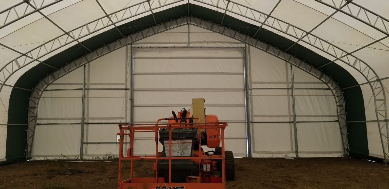 50′ WIDE DOUBLE TRUSS STORAGE BUILDINGS - with Standard 50X80X23 26.5 Oz PVC Cover | Sold by Uncle Wiener's Wholesale